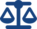 A blue symbol of the law and justice